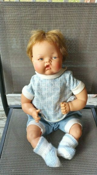 Vintage 1961 Ideal 19 " Thumbelina Baby Doll,  Ott - 19,  Orig Wooden Knob & Clothes