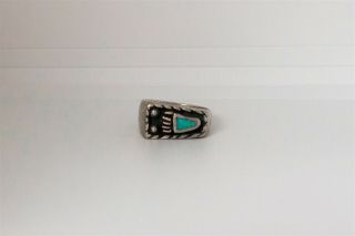 Vintage 1960s Bear Claw Turquoise Gem Sterling Silver Mens Ring Band