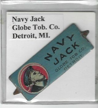 Tobacco Tag Globe Tob.  Co.  Detroit,  Mi.  Navy Jack