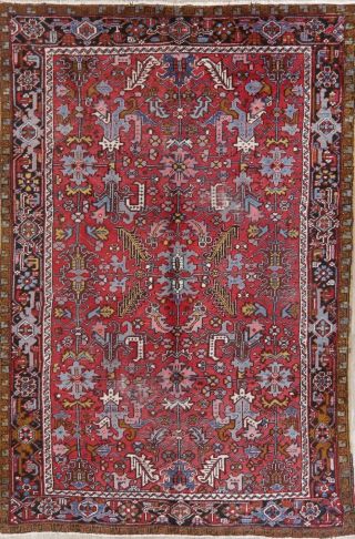 Antique All - Over Heriz Serapi Area Rug Geometric Oriental Carpet 8 