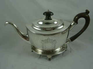 Rare George Iii Solid Silver Tea Pot On Stand,  1800,  588gm