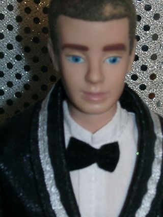 Vintage 1961 Mattel Ken Doll Flocked Hair Tuxedo Outfit Blue eyes 2