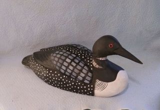 Vintage Wood Duck Decoy With Red Glass Eyes Handcarved Painted 19 " Long