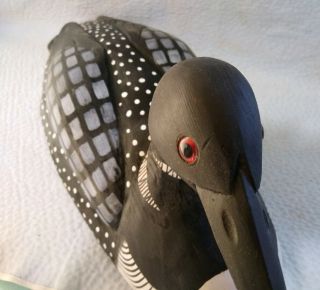 Vintage Wood Duck Decoy With Red Glass Eyes Handcarved Painted 19 