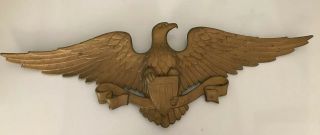 Vintage 1966 Mid Century Us American Eagle Wall House Plaque Gold Metal Sexton