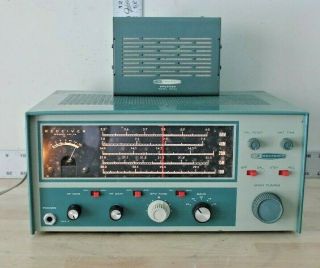 Vintage Heathkit Hr - 10 Receiver Ham Radio And Hs - 24 Speaker Powers/lights Up