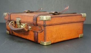 Stunning English Vintage Leather & Brass Cartridge Case