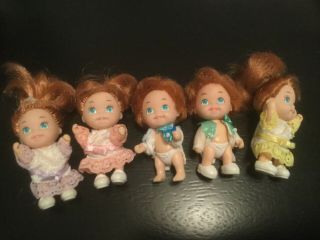 Tyco Quints Drink And Wet Red Hair & Blue Eyes 5 Dolls Vintage