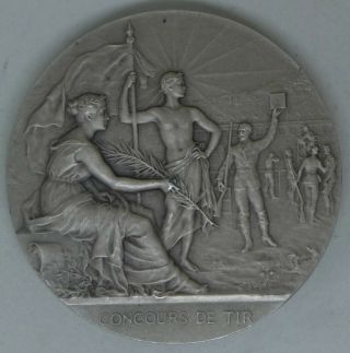Antique French Art Nouveau Deco Signed Sterling Silver Medal Old Vintage Tir