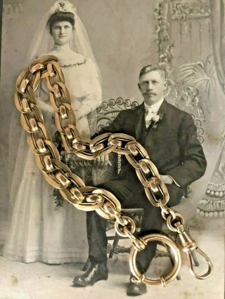Antique 14k Gold Marked 585 Pocket Watch Chain 27.  46 Gram Exquisite Links