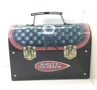 Vintage Harley Davidson Tin Metal Lunch Box Collectible Saddlebag Lunchbox 1999