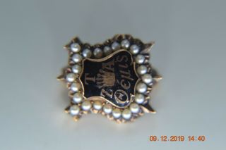 Antique Zeta Tau Alpha 14k Rose Gold Sorority Badge Pin