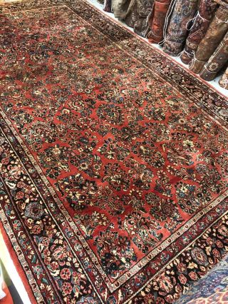 Auth: 30 ' s Antique Saroukk Rug Botanical Reflections of Nature RED 9x16.  6 NR 3
