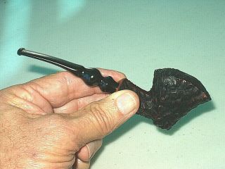 Rusticated Freehand Briar Estate Smoking Pipe Made In Israel 6 "