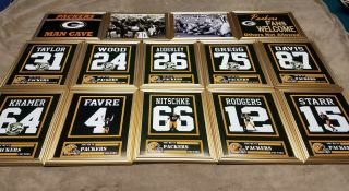 Green Bay Packers Aaron Rodgers Starr Nitschke Favre Framed 8x10 Jersey Photo