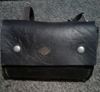 Vintage Motorcycle Leather Handlebar Bag Fork Tool Pouch