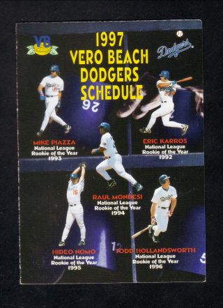 Vero Beach Dodgers & Dodgers Spring Training - - 1997 Pocket Schedule - Piazza/karros