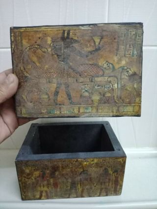 Box Of Secrets Ancient Egyptian Civilization Rare Piece Wood.  3