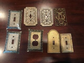 Vintage Antique Solid Brass Light Electrical Outlet Covers 100 Year Old House