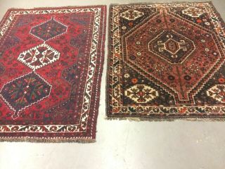 Antico - Swiss 2 Antique Indoghashghaii Rugs 3`8 X5`3 And 4`1 X 5`1 Ft