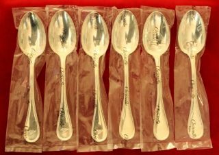 Set Of 6 Christofle Albi Silver - Plate Table Dinner Spoons France