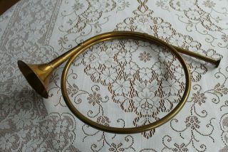Vintage Large Brass Hunting French Horn Bugle Round Wall Decor