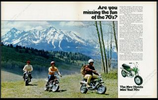 1970 Honda Mini Trail 70h Motorcycle Photo Vintage Print Ad