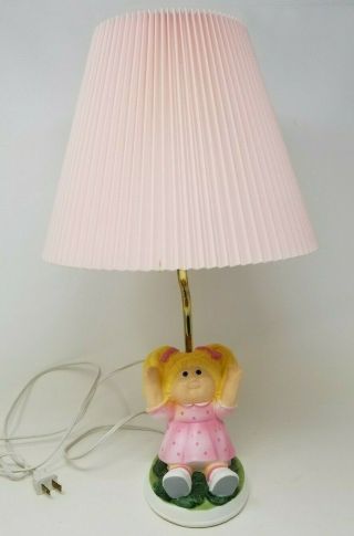 Vintage 1983 Cabbage Patch Kids Lamp Blonde Girl Pink Dress