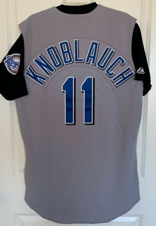 Kansas City Royals Chuck Knoblauch 11 Majestic Team - Issued Gray Jersey Size 44