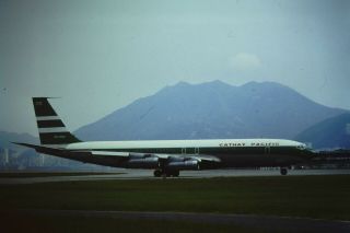 1974 - Hong Kong Photo Slide - Cathay Pacific B - 707 - Kai Tak - Hkg