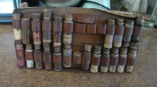 Antique Civil War Era Saddle Bag Doctor Medicine Kit Partial Contents 34 Bottles 2