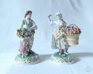 Good Antique Early 20th Century German Dresden Porcelain Figures