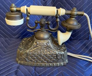 Vintage Antique Retro Rotary Handset Desk Resin Telephone European Style Bronze 2
