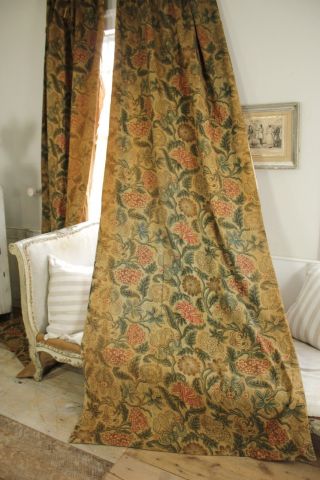 Antique Tapestry needlework embroidery look curtain French c1880 HEAVY nubby old 3