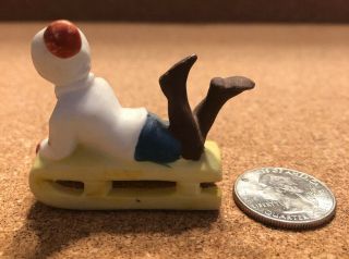 Vintage Germany Porcelain Christmas - Boy on Sled - Snowbaby Bisque 4 3