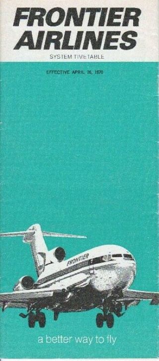 Frontier Airlines Timetable 1970/04/26