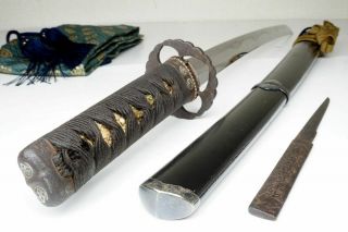 Antique Japanese Wakizashi Sword " Kunimasa國正 " Samurai Katana Nihonto,  Edo Art