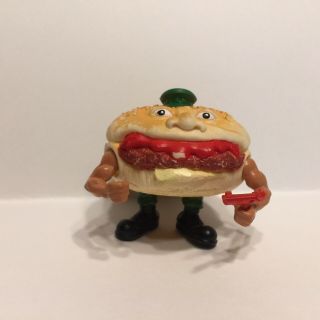 Vintage Mattel Food Fighters Burgerdier General 1988 Burger Hamburger Complete