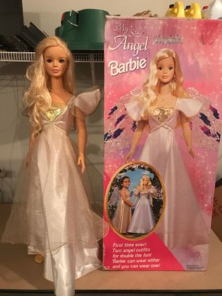 Vintage 1998 Mattel My Size Angel Barbie Doll Blonde Hair Blue Eyes 3 