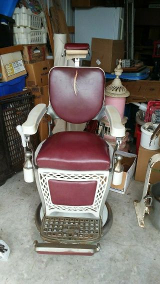 Pat.  1910 - Emil J.  Paidar Antique Barber Chair,  Chicago - Buck Crabtree Oldtown Md.