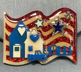 Vintage Rare Patriotic Vintage Red White And Blue House Pin By Lucinda Usa Pride