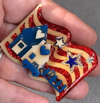 Vintage Rare Patriotic Vintage Red White And Blue House Pin By Lucinda USA Pride 2