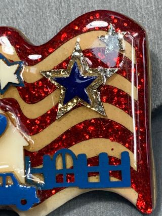 Vintage Rare Patriotic Vintage Red White And Blue House Pin By Lucinda USA Pride 3