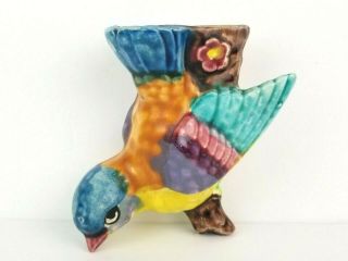 Vintage Bird Wall Pocket Vase Made In Japan Colorful Planter Mid Century Modern