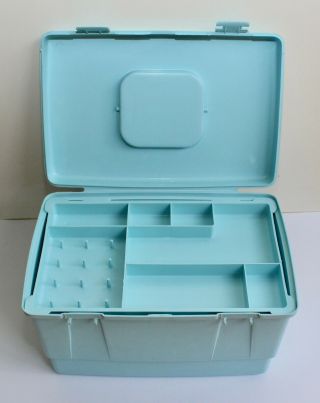 Vintage / Retro Nally Sewing Machine Case Basket - Blue - Plastic - 1970s - Gc