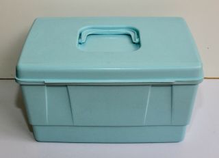 Vintage / Retro Nally Sewing Machine Case Basket - Blue - Plastic - 1970s - GC 3