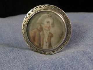 Antique Georgian Silver Miniature Painting Portrait Man Pill Patch Pot Snuff Box