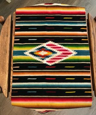 Vintage Mexican Serape Saltillo Wool Runner Rug - Stunning Colors