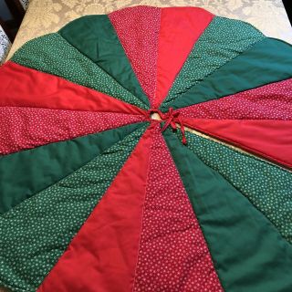 Handmade Vintage Quilted Christmas Tree Skirt 46”d