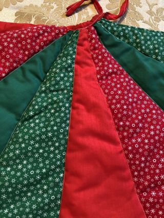 Handmade Vintage Quilted Christmas Tree Skirt 46”D 3